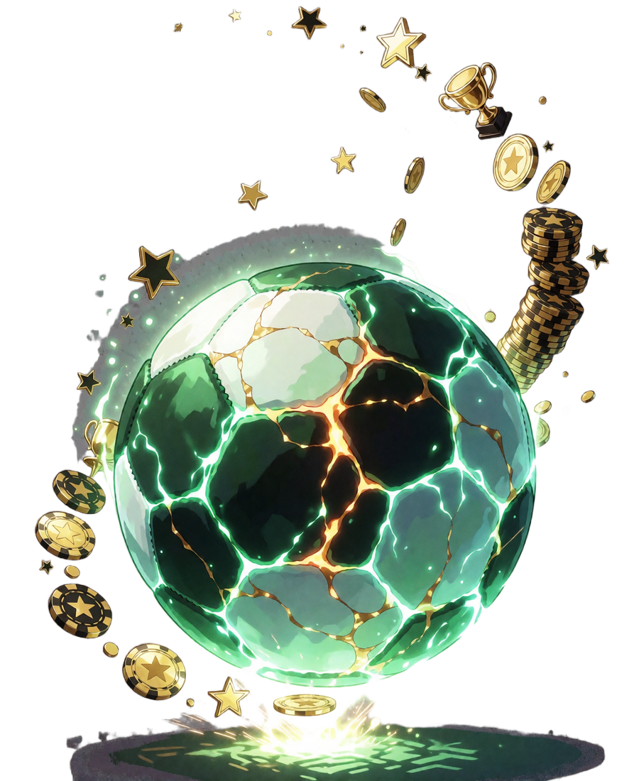 Leuchtender magischer Bonus-Ball, aus dem Freispiel-Symbole aufsteigen - Sinnbild f&uuml;r den portionierten Online Casino Bonus bei Zoccer
